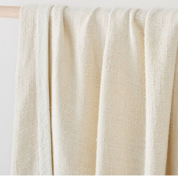 ❤️BUY 2 GET 1 FREE  Viscose Linen Throw, Alabaster, Retail $129 - Picture 7 of 9